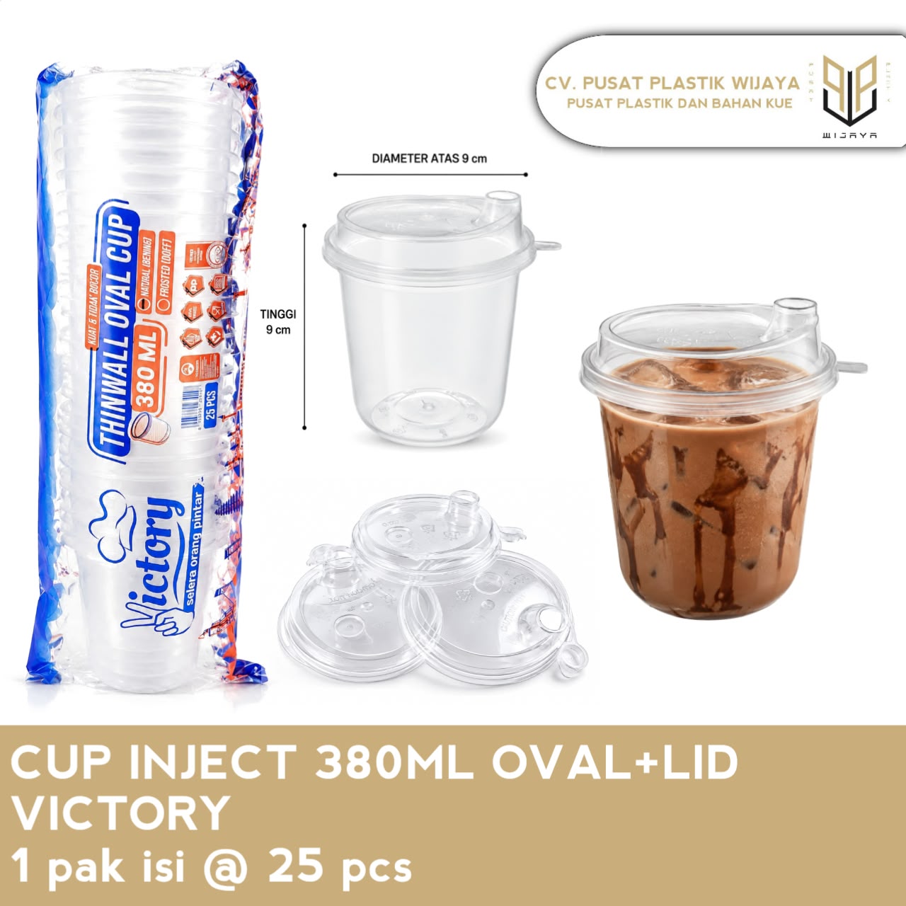 CUP INJECT 380ML OVAL + LID VICT